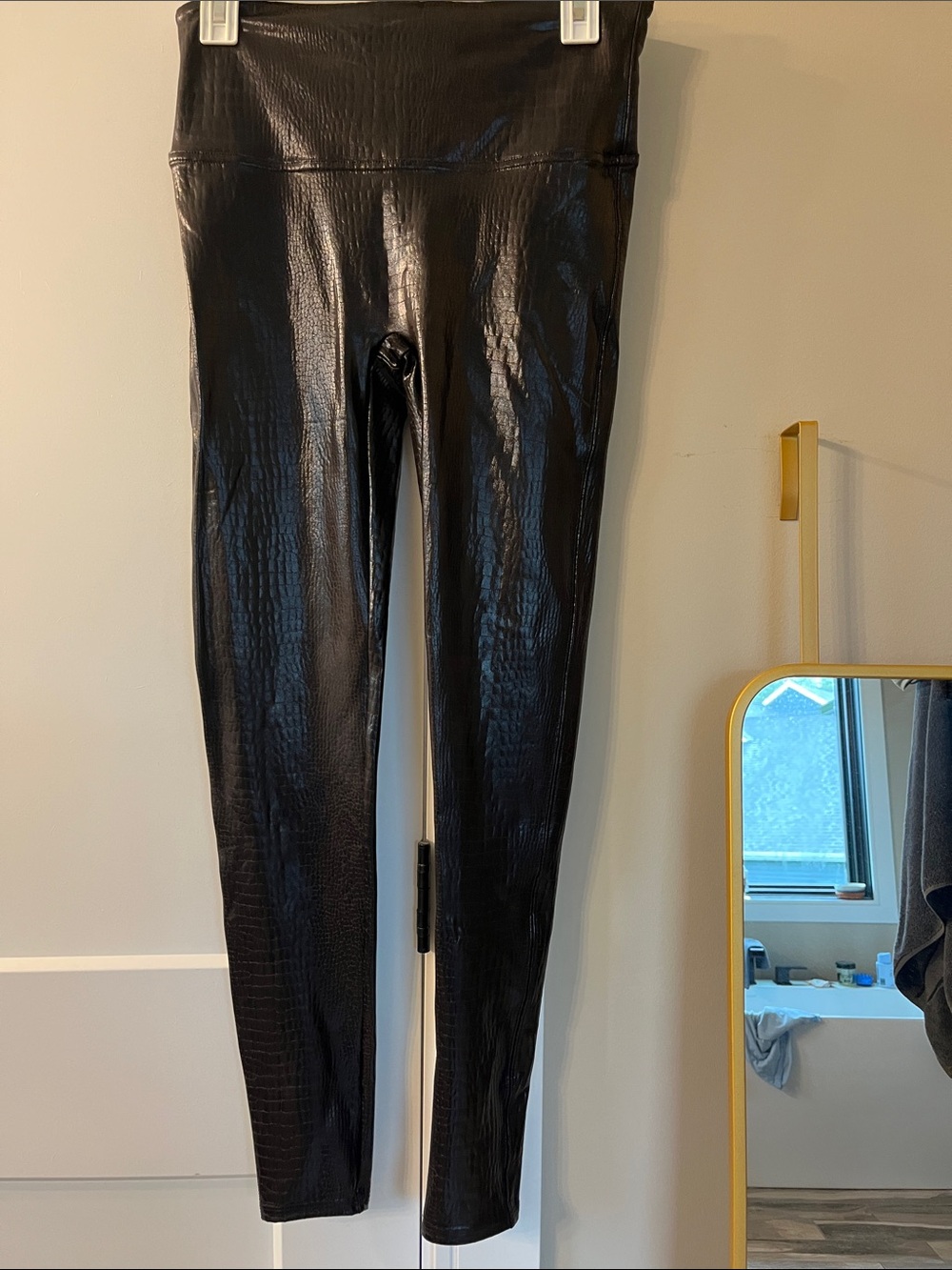 SPANX Black Croc-Embossed High-Rise Leggings